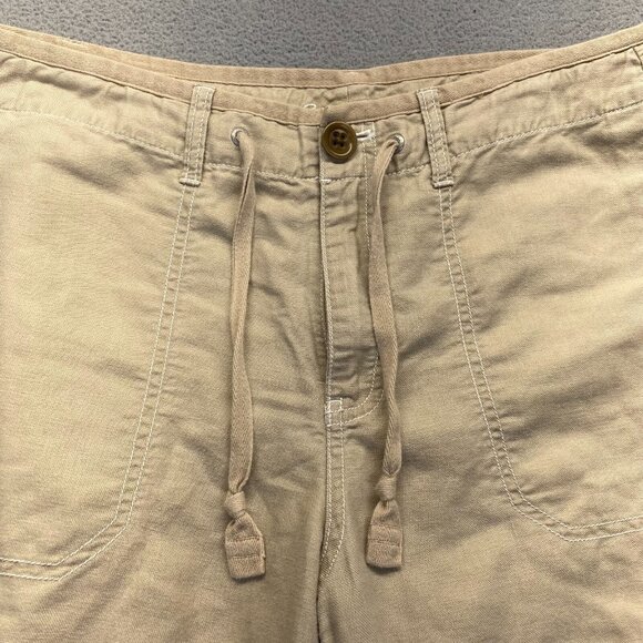 Eddie Bauer Pants Womens 10 Tall Beige Linen Cargo Wide Leg,Pockets,Drawstring - Picture 16 of 16